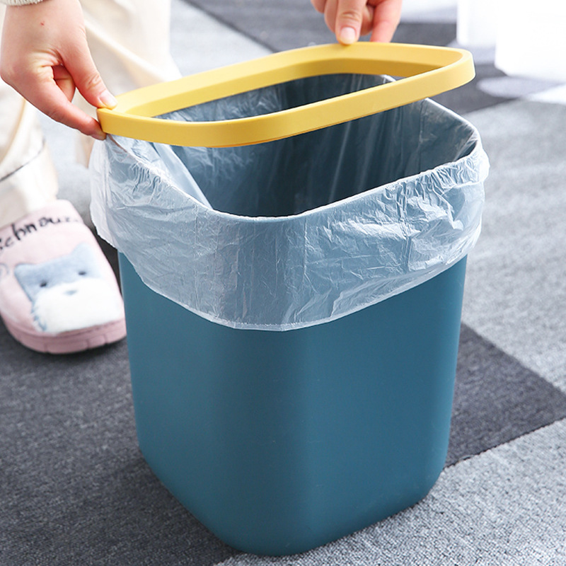 [Large Thickened Trash Bin] Household Pressure Ring Trash Bin Creative Bathroom Kitchen Living Room Coverless Trash Bin