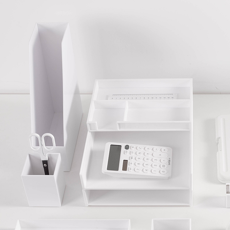 Praise the desktop finishing file rack A4 paper storage multi-layer plastic data basket office stationery holder set