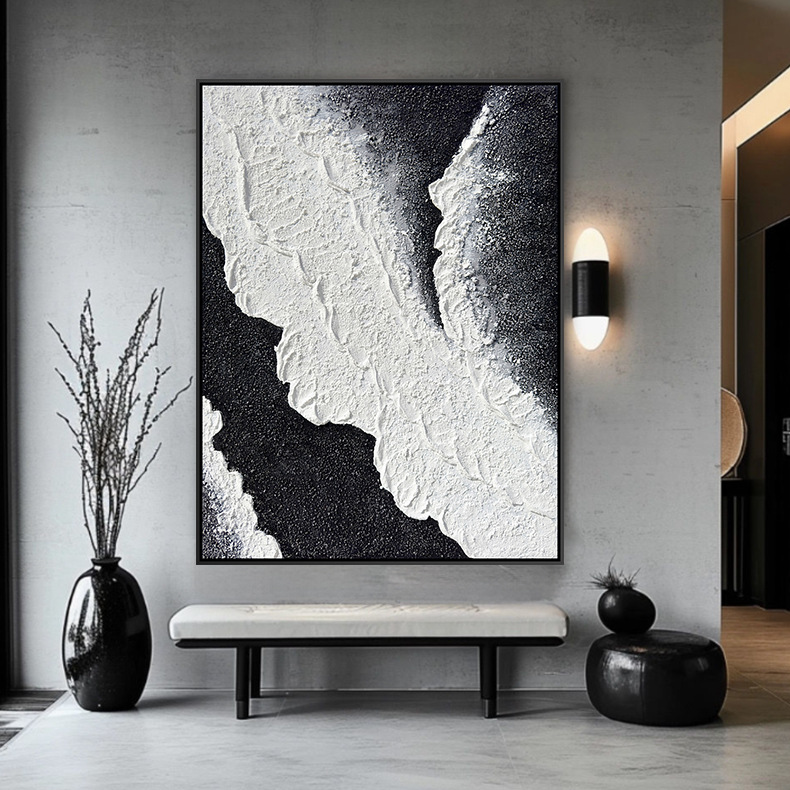 Cross-Border Hot-Selling Hand-Painted Oil Paintings, Wavy Landscape Hanging Paintings, Light Luxury Wall Hangings, Entrance Hall, Living Room and Bedroom Decorative Paintings