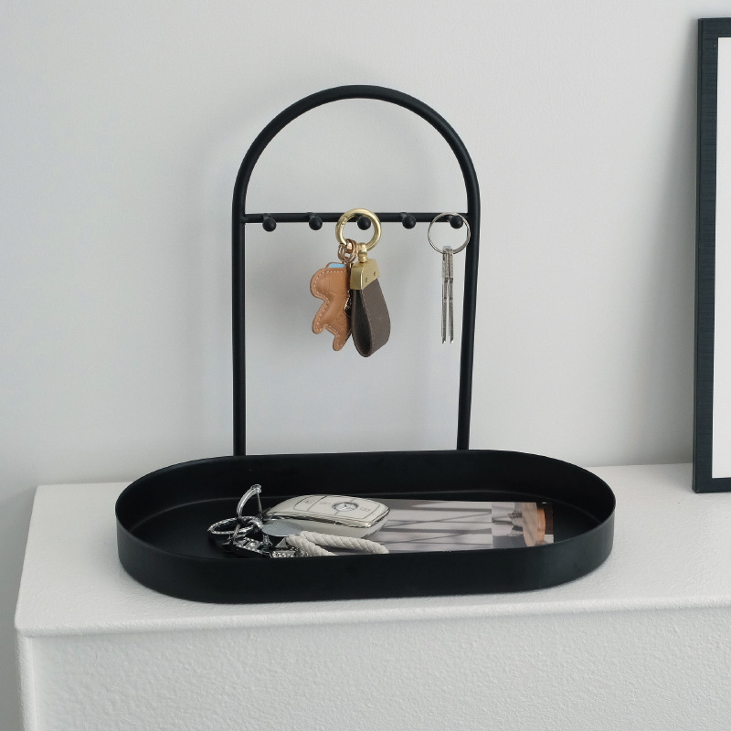 Simple Wrought Iron Key Storage Rack, Oval Tray, Key Jewelry Storage, Desktop Rack, Entrance Hall, Appearance Storage Responsibility