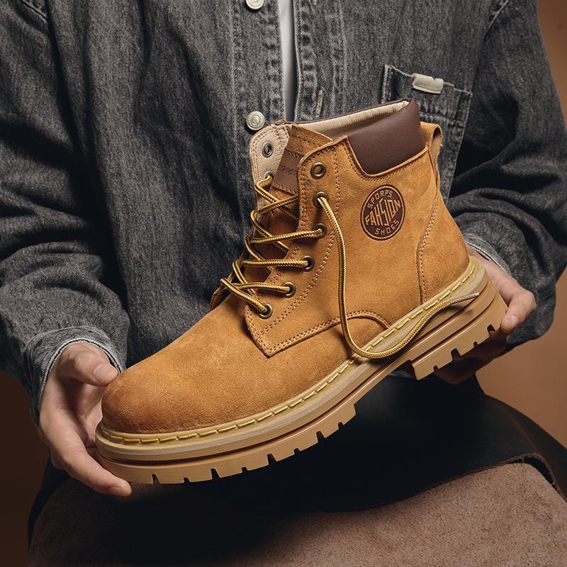 Новые повседневные обувь для пар, объемные ботинки Мартина из свиной кожи первого слоя