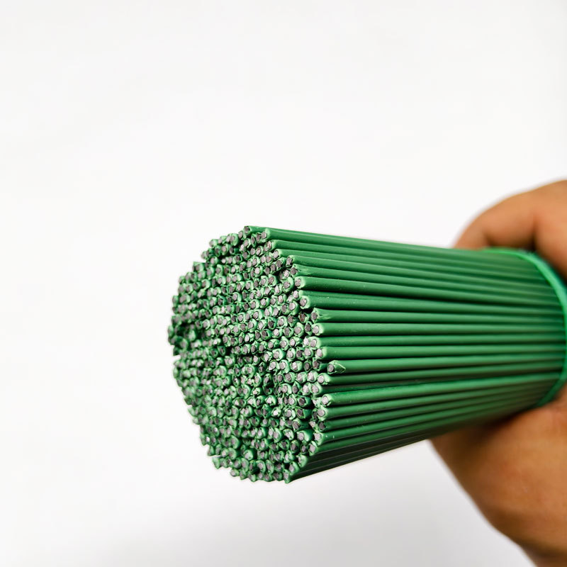 Manufacturer's No. 2 Twist Stick Artificial Flower Stem Green Plastic Wrapped Iron Wire Flower Stem Handmade Simulation Rose Material Wholesale
