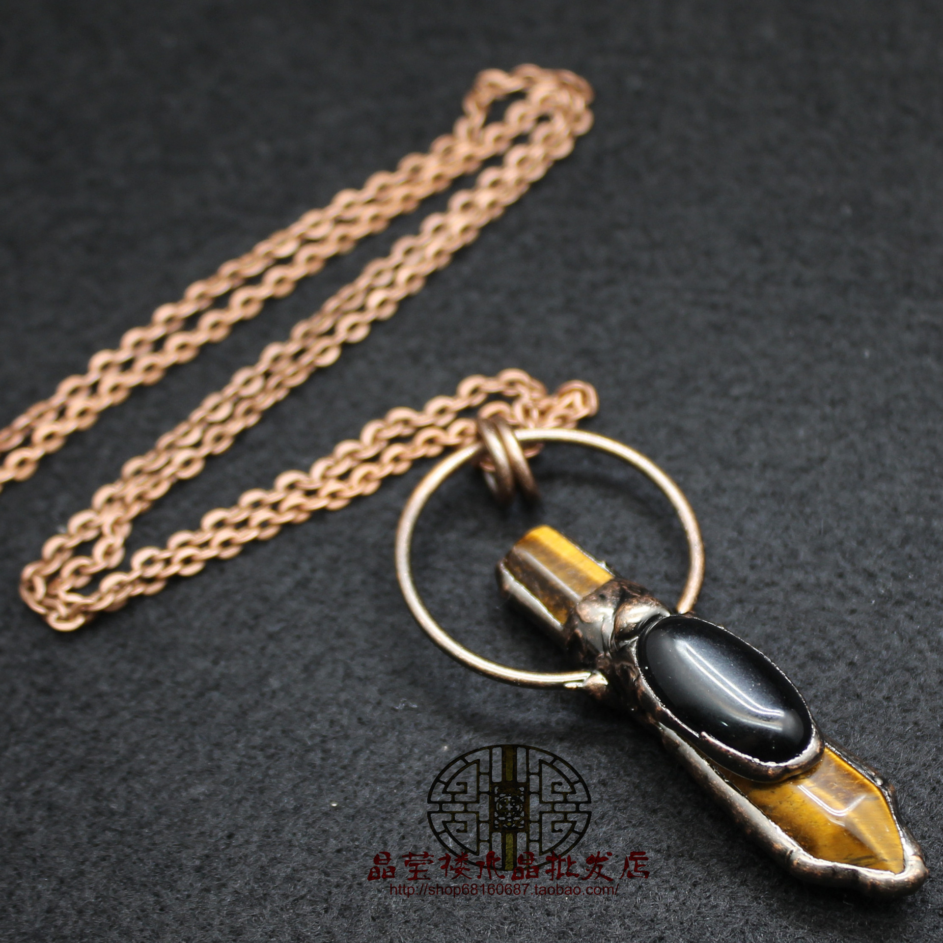 Foreign Trade Jewelry Hexagonal Column Opal Retro Pendant Artifact O-Shaped Necklace Aliexpress Jewelry Supply