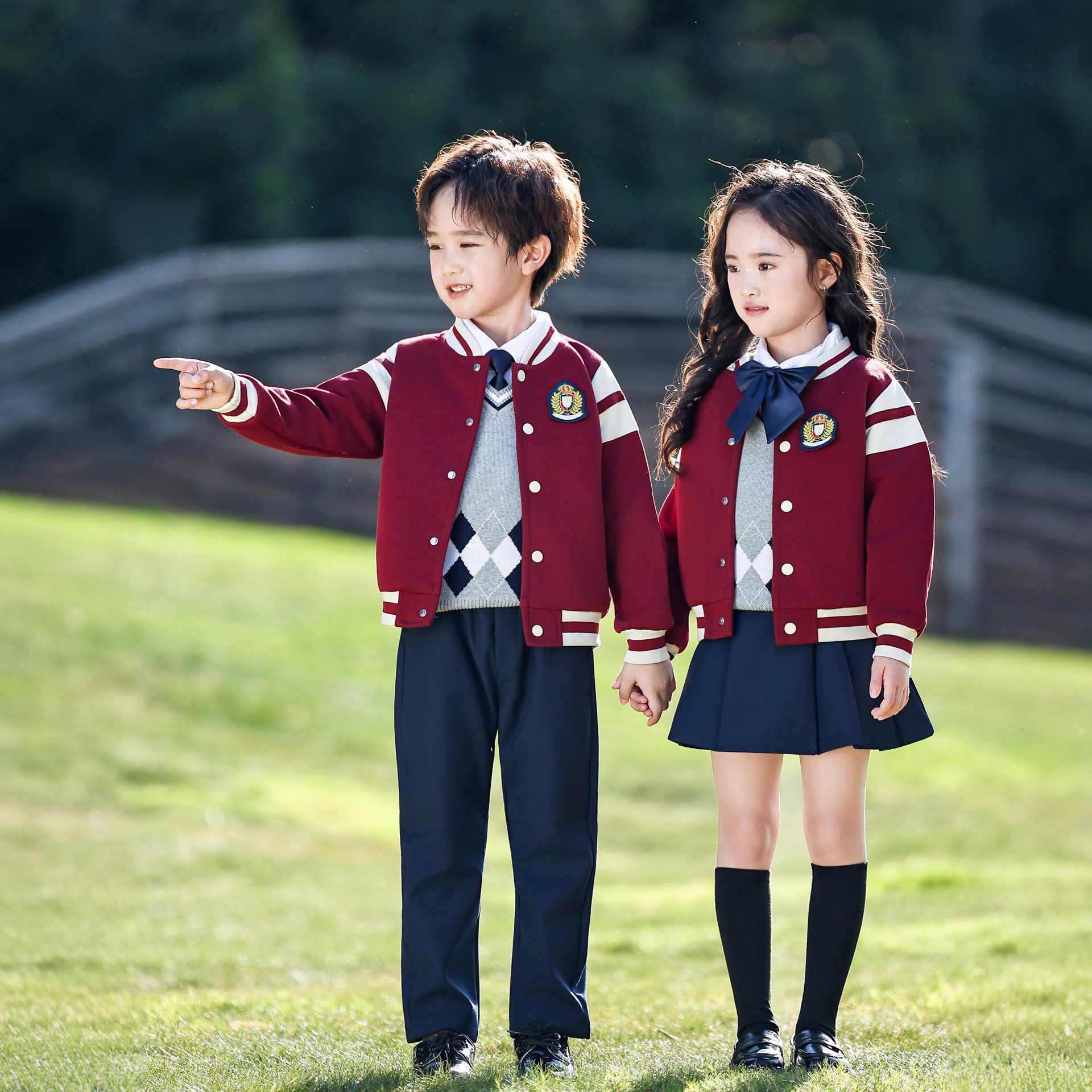 Форма для детского сада, весенние и осенние трехпредметные бейсбольные формы, форма для учеников начальной школы, осенние школьные формы в стиле прэппи