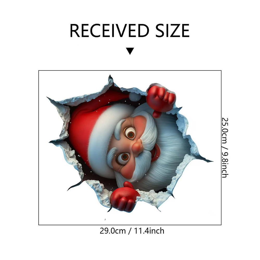 Christmas Cute Santa Claus Breaks through the Wall Effect Wall Sticker Toilet Sticker Self-Adhesive Removable