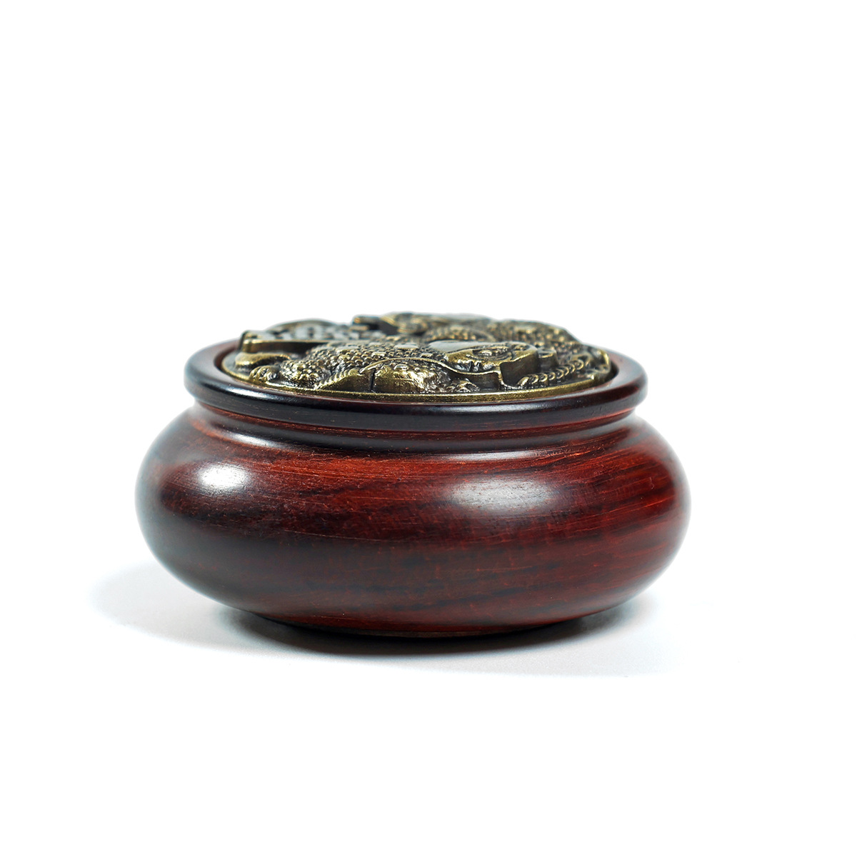 Red Sandalwood Cornucopia Hand Handles Brass Money-Making Cultural Play Handles Turn Copper Money Decompression Toy Hand Play Carry-on Play