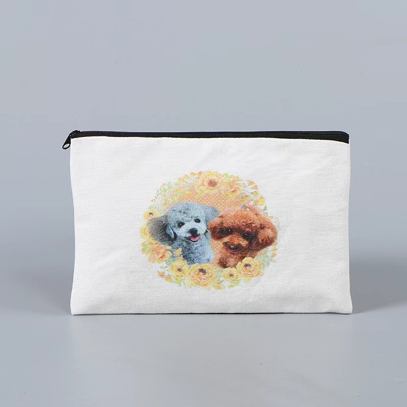 Cross-border direct supply canvas zipper pencil case DIY simple zipper bag makeup clutch hand painted graffiti stationery storage