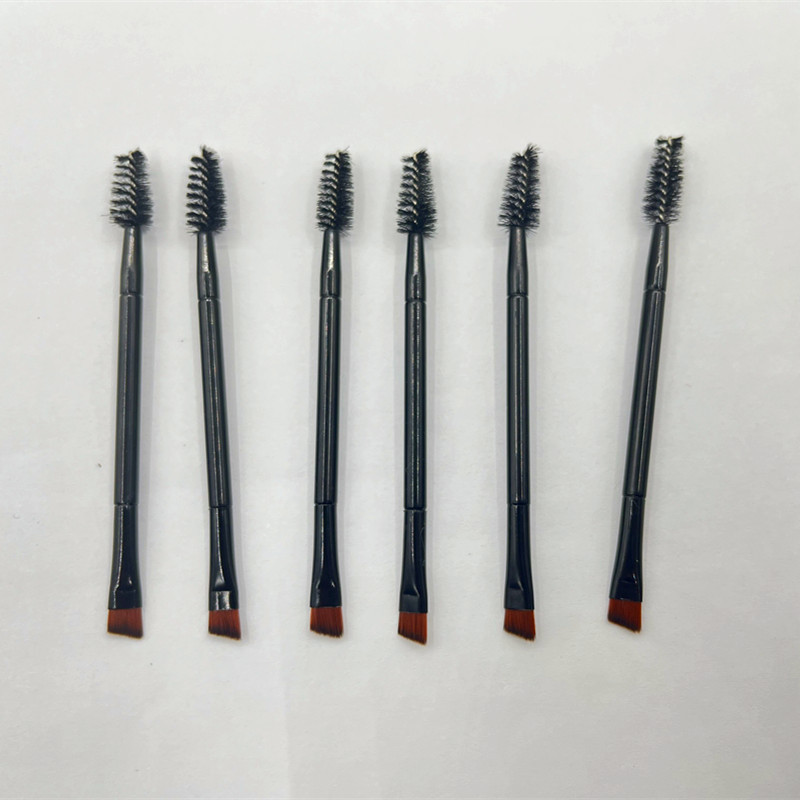 Factory Direct eyebrow brush cross-border makeup brush black double-headed oblique eyebrow brush eyebrow pencil wholesale eyelash brush