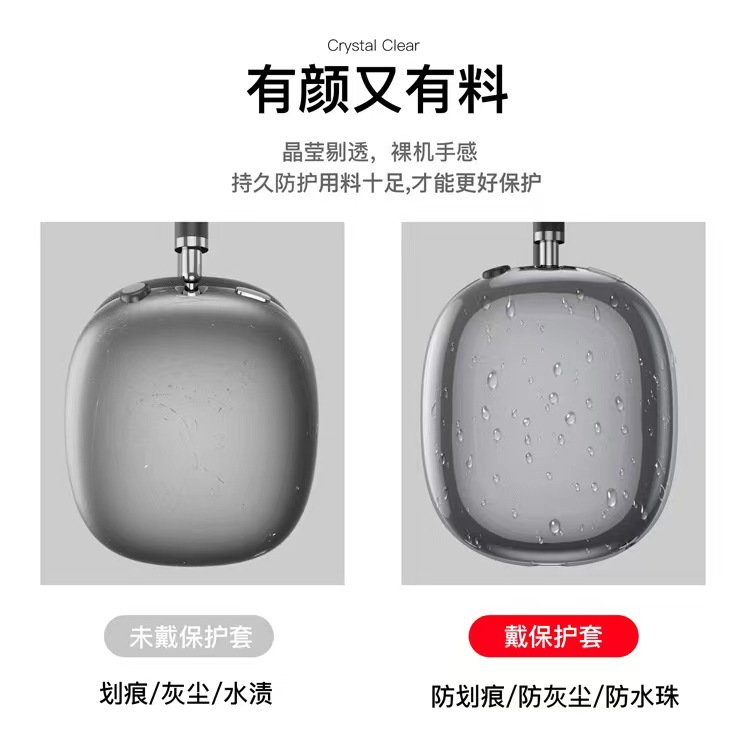 Applicable airpods Max protective case Apple headset transparent earmuffs earphone case high transparent earmuffs earphone case