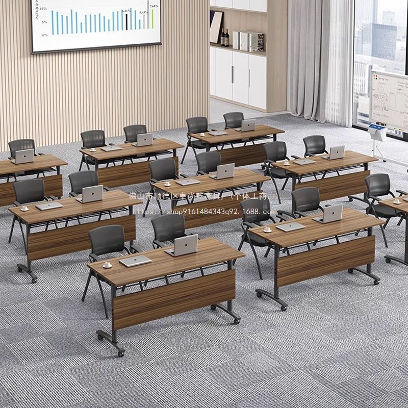 Zhuoshangqian Folding Training Table Conference Table and Chair Combination Long Multi-Functional Office Double Tutoring Class Desk Removable