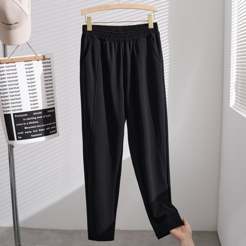 Осенние и зимние новые брюки для полных женщин, экстра-large, с флисовой подкладкой, 150 кг, корейская версия, стройнящие, брюки с патчами K6239