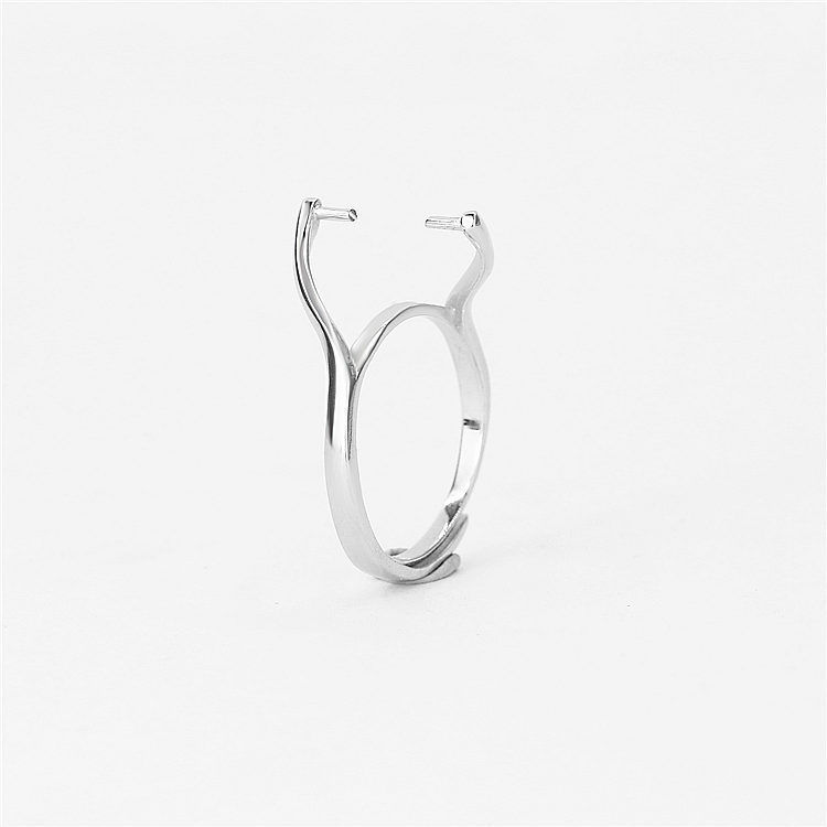 Ring Empty Holder S925 Sterling Silver Inlaid with Beeswax Amber Pearl Chalcedony Round Beads 7~10 10.5~12 Live Ring Holder