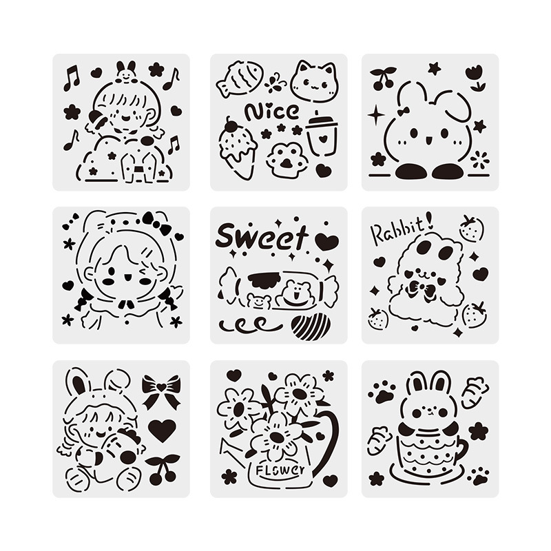 diy hand-drawn hand-drawn account template Hollow drawing mold hand-written newspaper plastic cartoon character drawing graffiti ruler Template