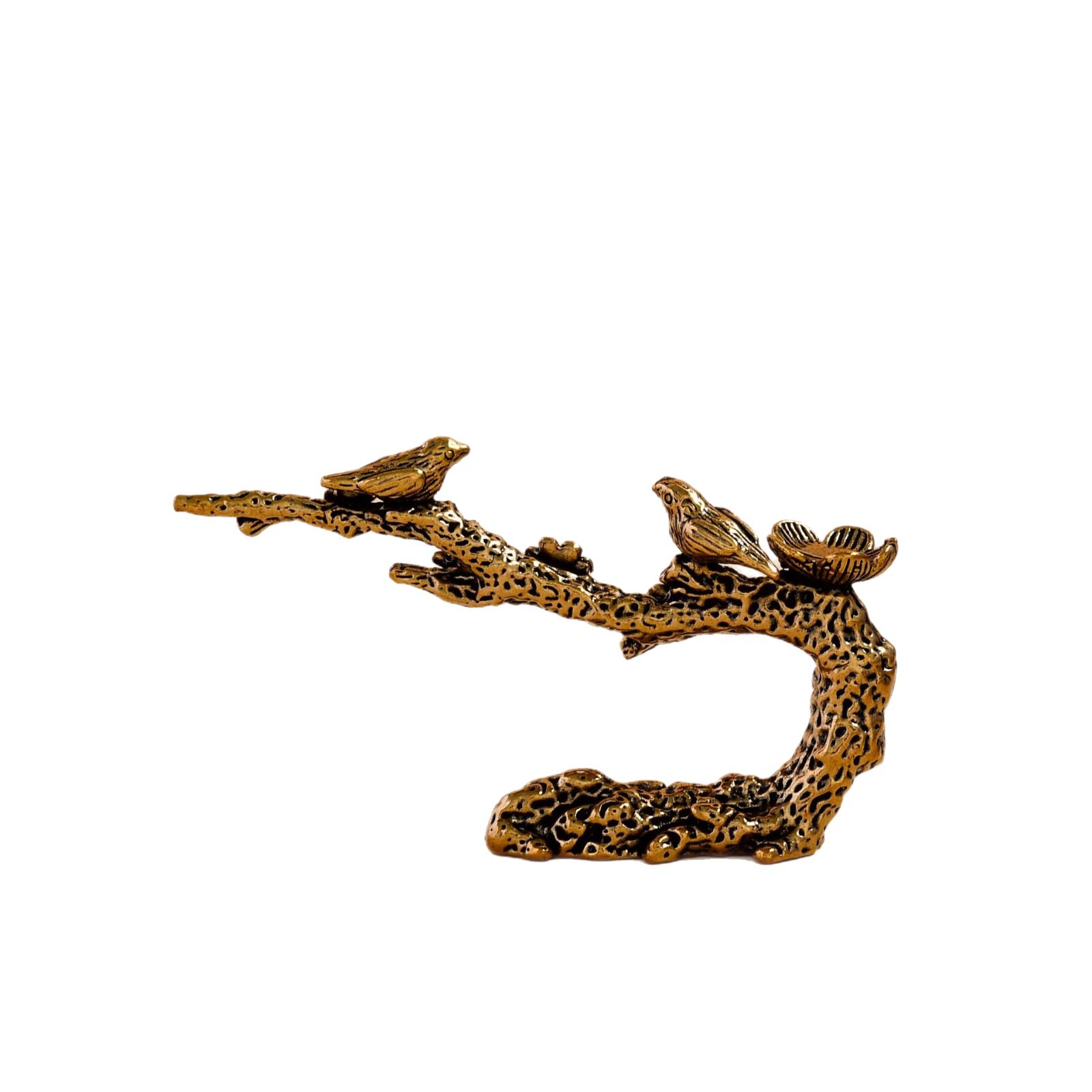 Solid Brass Magpie Plum Blossom Ornament for Tea Table Incense Holder
