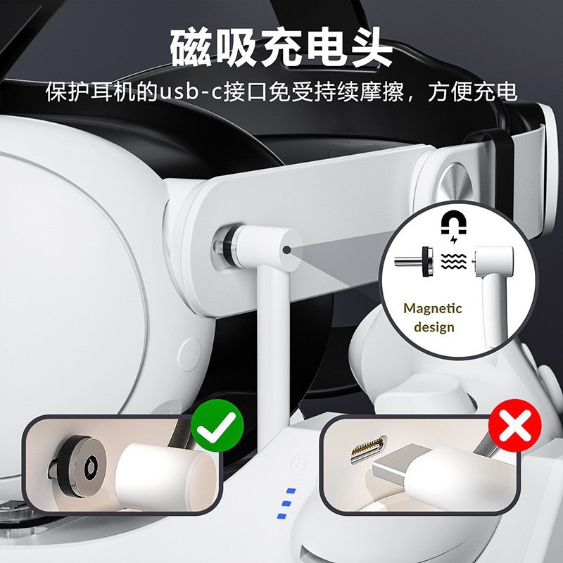 Cross-Border Q6-3 Is Suitable for Meta Quest2 Head-Mounted Charging Base Rgb Colorful Vr Game Controller Magnetic Fast Charging