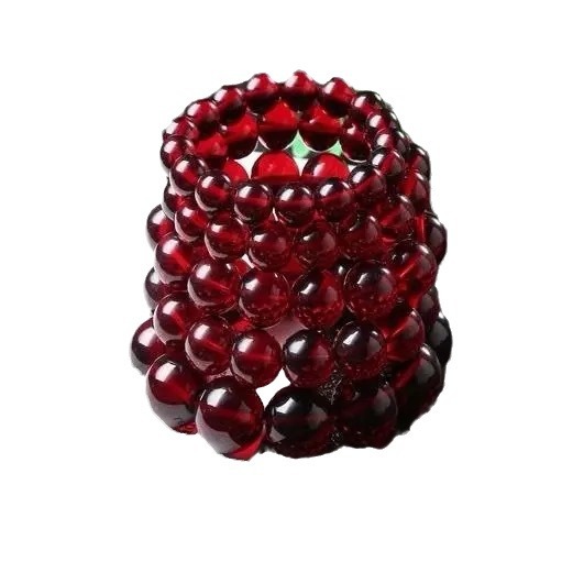 Selected Burmese Bloodshot Beeswax Single Circle Bracelet Amber Round Bead Bracelet Buddha Bead Men's and Women's Necklace Bracelet Natural