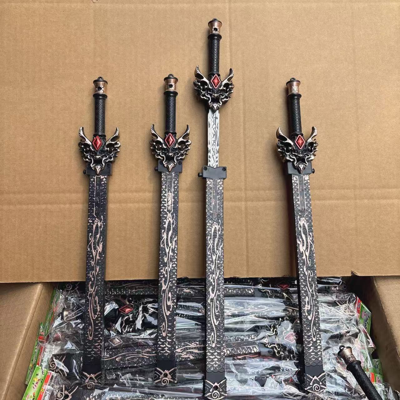 Children's One-Click Ejection Toy Sword with Sheath Stage Props 38cm Toy Sword Night Market Stall Supply Wholesale