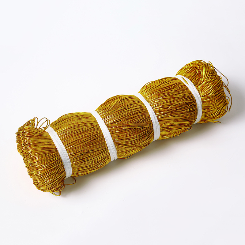 1mm gold elastic rope silver round elastic rope core gold and silver wire Christmas tag jewelry elastic gold rope