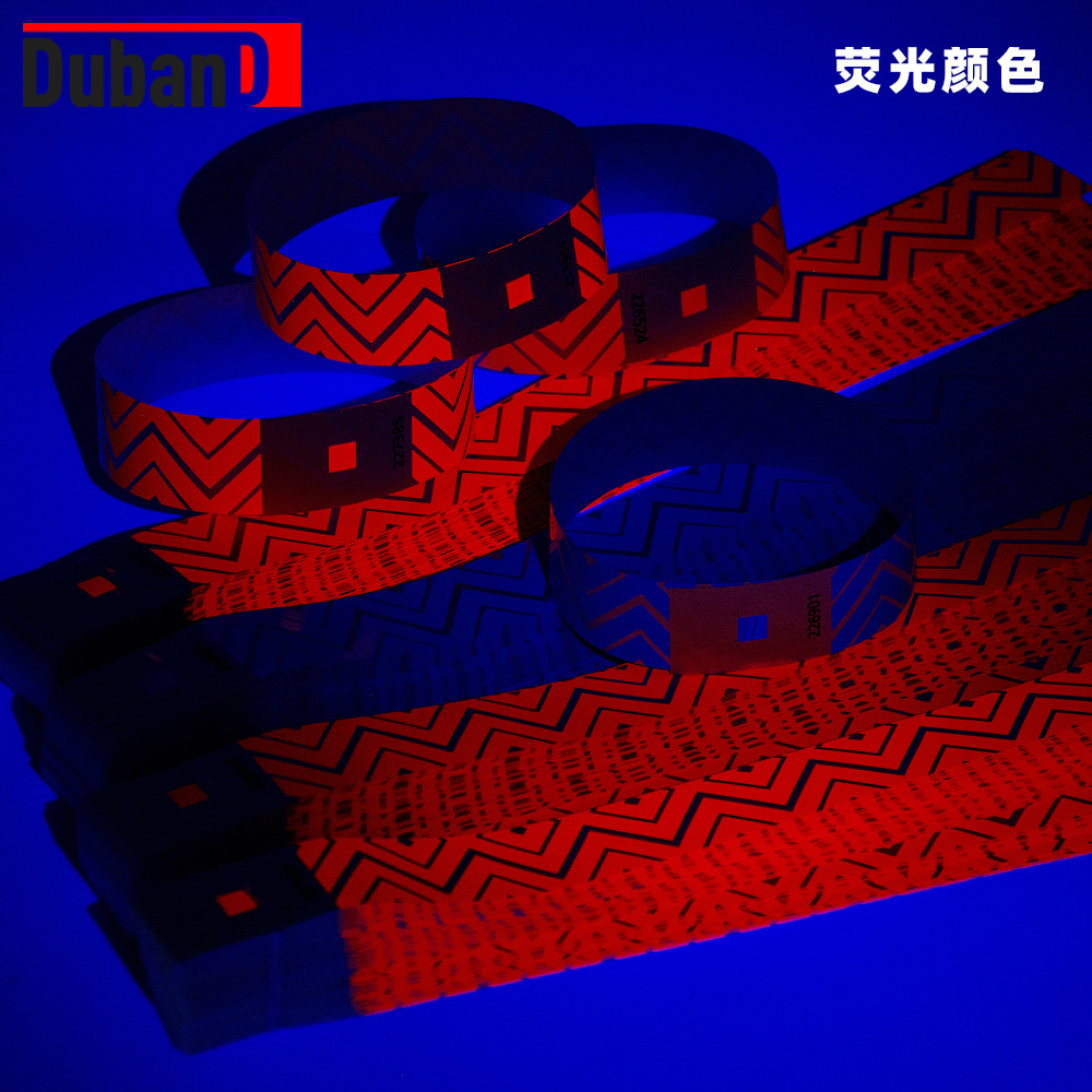 Fluorescent Color Disposable Waterproof Striped Bracelet Wristband Amusement Park Ticket Nightclub Admission Ticket New Design Ready Stock