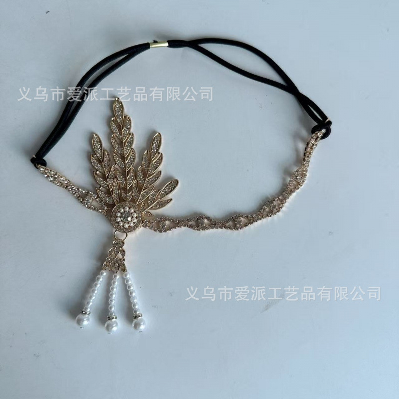 20S Gatsby Party Black Smoke Rod Pearl Necklace Gloves Bracelet Feather Headband Accessories Wholesale