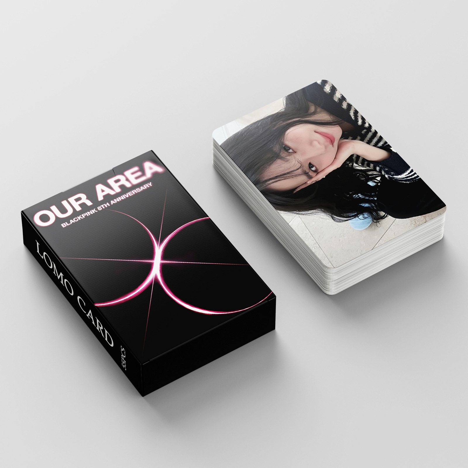 A Large Number of 55 Pink and Ink 8Th Anniversary Photo Cards in Stock Jisoojennie Korean Flow Kpop Peripheral Star Homemade Cards