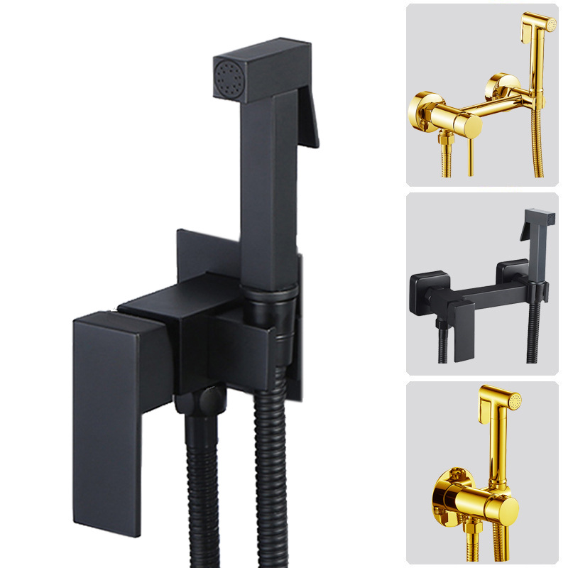 Скрытый смеситель для туалета с горячей и холодной водой, аксессуар для женской очистки, медный корпус, душевой пистолет для мытья