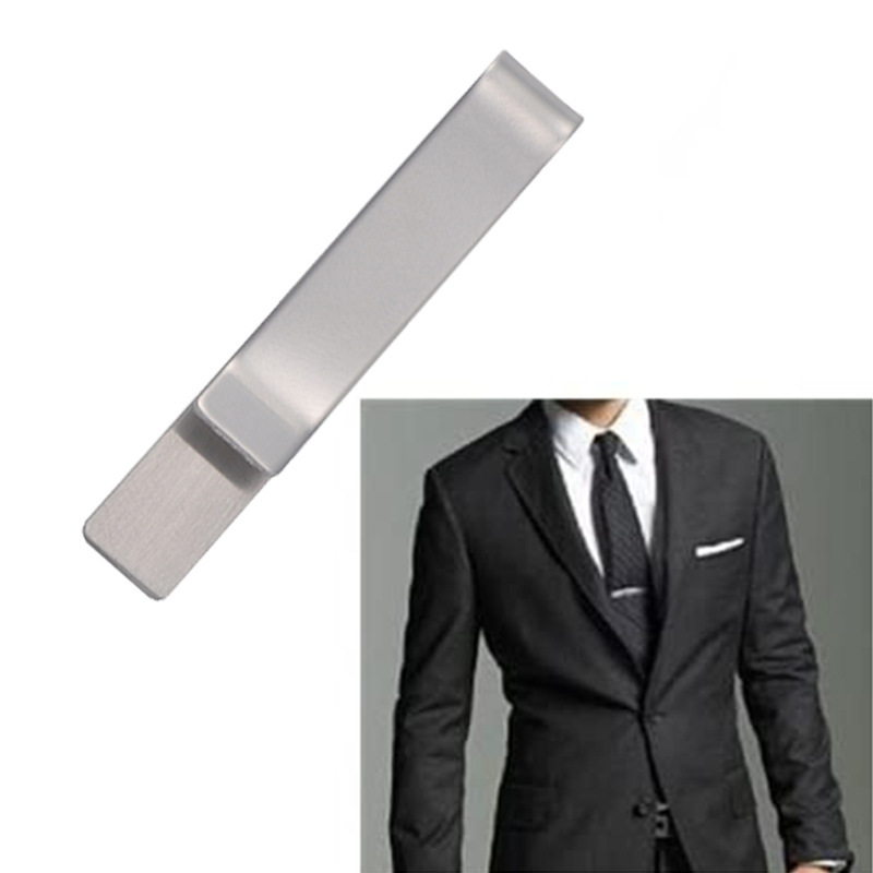New Stainless Steel Tie Clip, Simple European and American Style Suit Clip Jewelry, Glossy DIY Laser Wallet Clip
