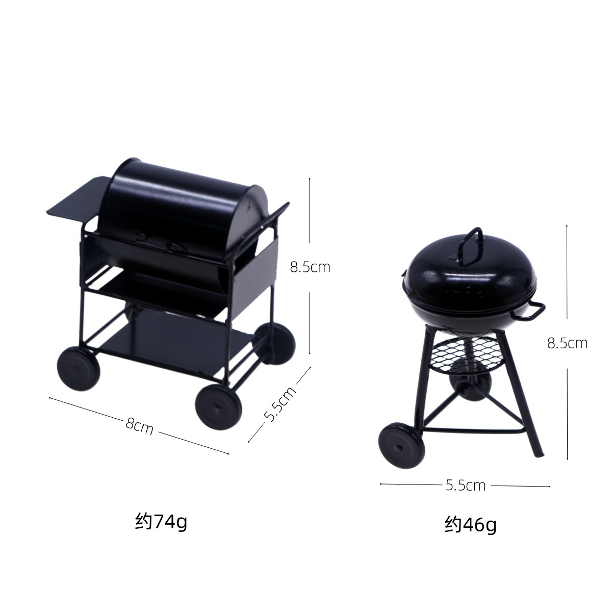 1:12dollhouse Dollhouse Mini Black Iron Outdoor Barbecue Truck Artificial BBQ Oven Miniature Model