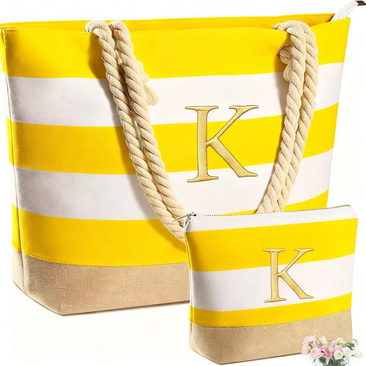 Водонепроницаемая кросс-бодийная полосатая пляжная сумка, сумка из хлопкового каната, сумка через плечо, дорожная сумка, большая ёмкость, материнская и дочерняя сумка, тоут, легкая