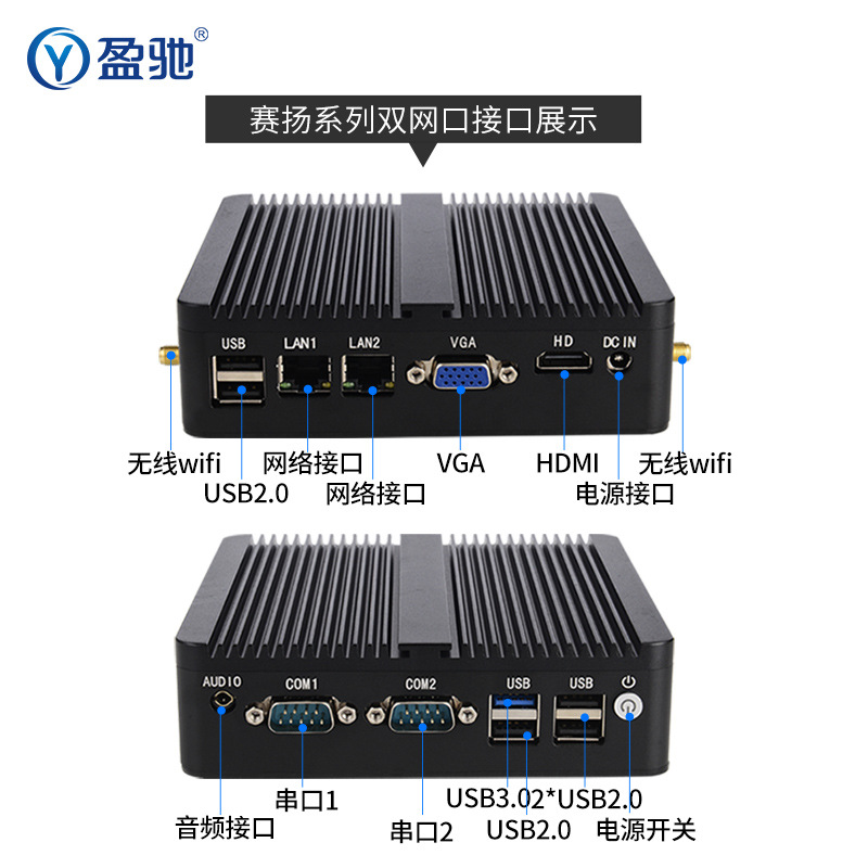 Yingchi Mini Industrial Control Small Host N100/N150 Core I3I5I7J1900 Fanless Micro Industrial Computer
