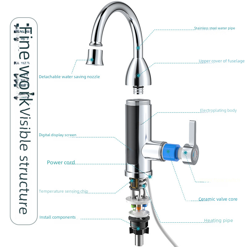 Instant heating household electric faucet wholesale small kitchen treasure bathroom hot and cold dual-use stainless steel electric faucet