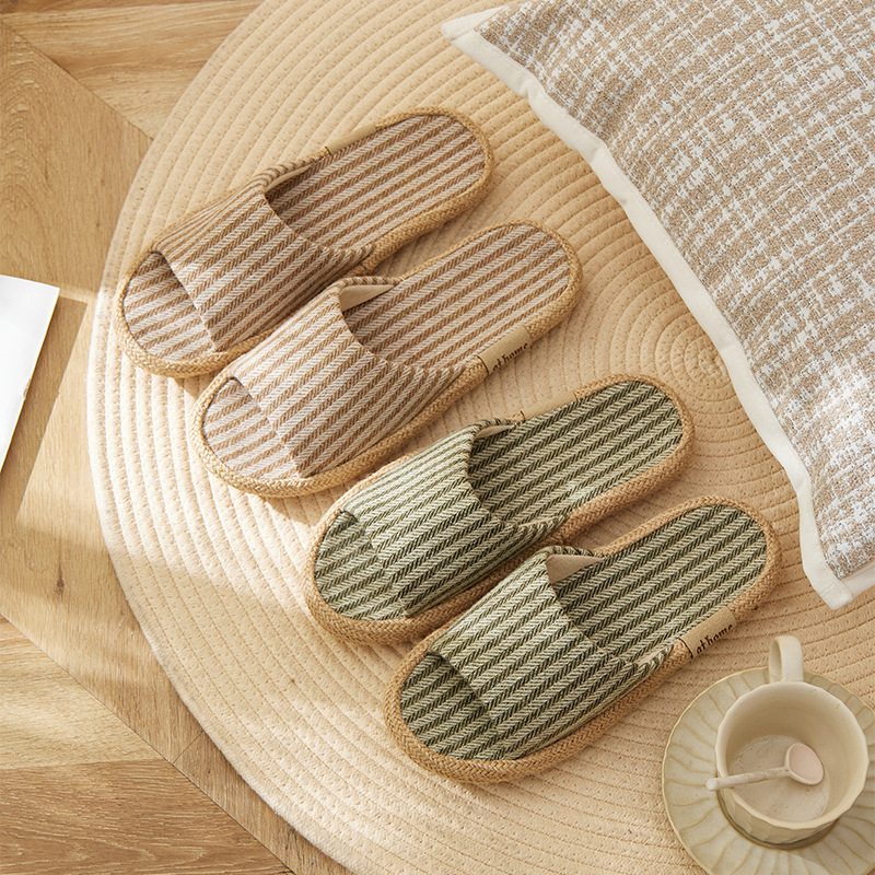 Льняные тапочки женские домашние indoor парные с подошвой из таза нескользящие впитывающие пот дышащие хлопковые и льняные тапочки для четырех сезонов лета