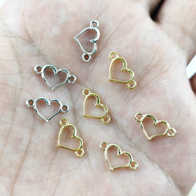 Amazon Hot Sale Double Hanging Hollow Love DIY Handmade Semi-finished Necklace Hand Rope Connecting Jewelry Gold Accessories