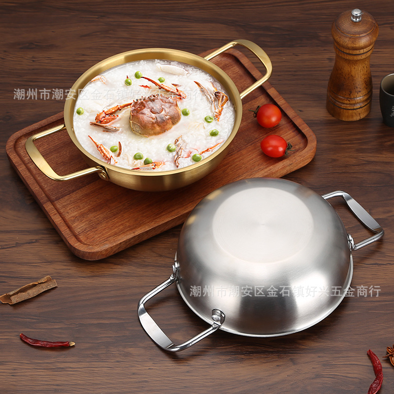 Korean Style Instant Noodle Pot Stainless Steel Golden Soup Pot Household Gas Induction Cooker Noodle Pot Instant Noodle Ramen Pot Hot Pot