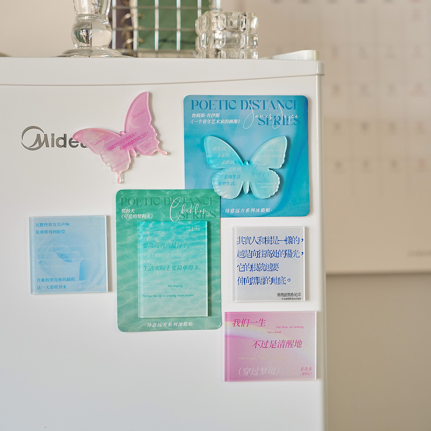 Early foam acrylic refrigerator sticker poetic distance series creative ins popular text decoration magnetic refrigerator sticker