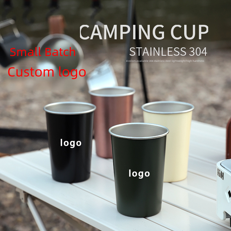 Outdoor camping stainless steel coffee cup small wine cup camping water cup tea cup portable 350ML wide mouth stackable