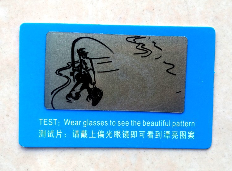 Glasses accessories polarized test card polarized test piece wholesale fishing pattern sunglasses test blue light
