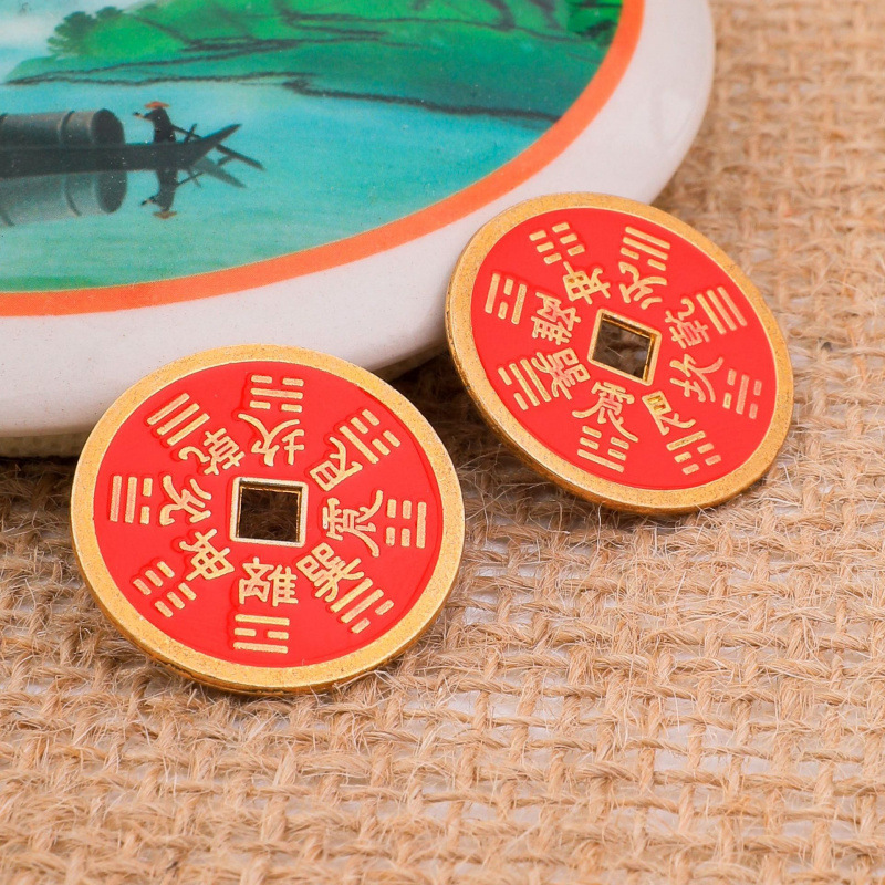 Antique Money Retro Alloy Crafts Cinnabar Red Antique Coin Mountain Ghost Spending Money Hanging Chinese Gossip Money Pendant