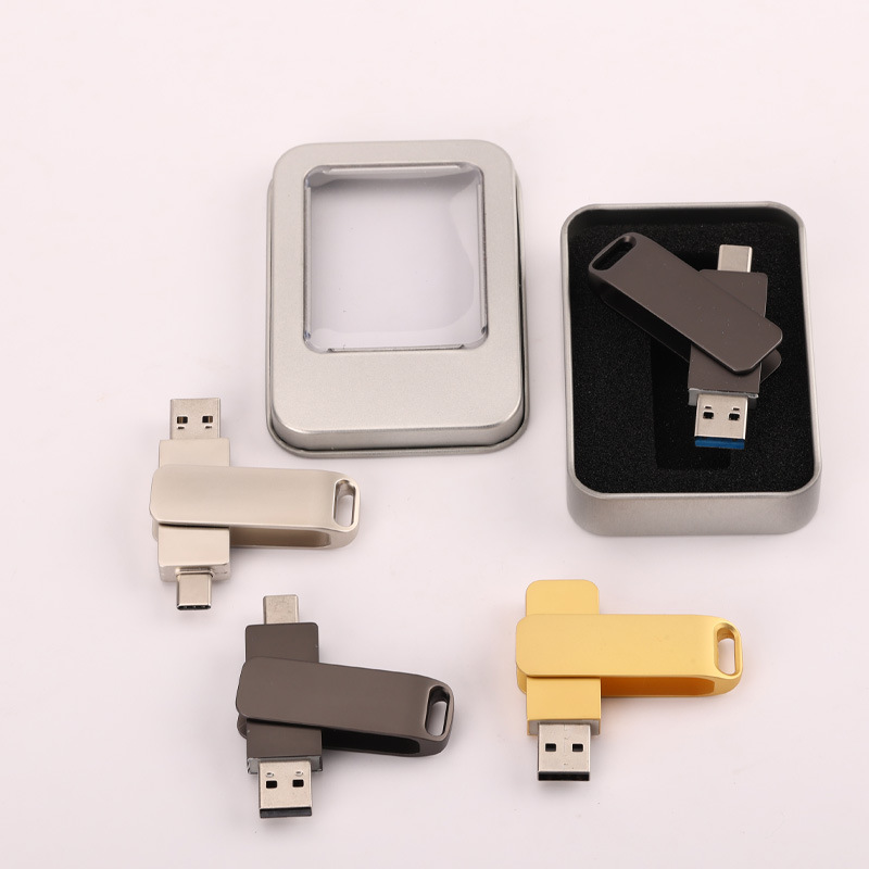 Type-C Mobile Phone Computer USB Flash Drive 1g to 512g Fixed Logo Exhibition Graduation Gift Engraving Rotating USB Flash Drive Dual Use