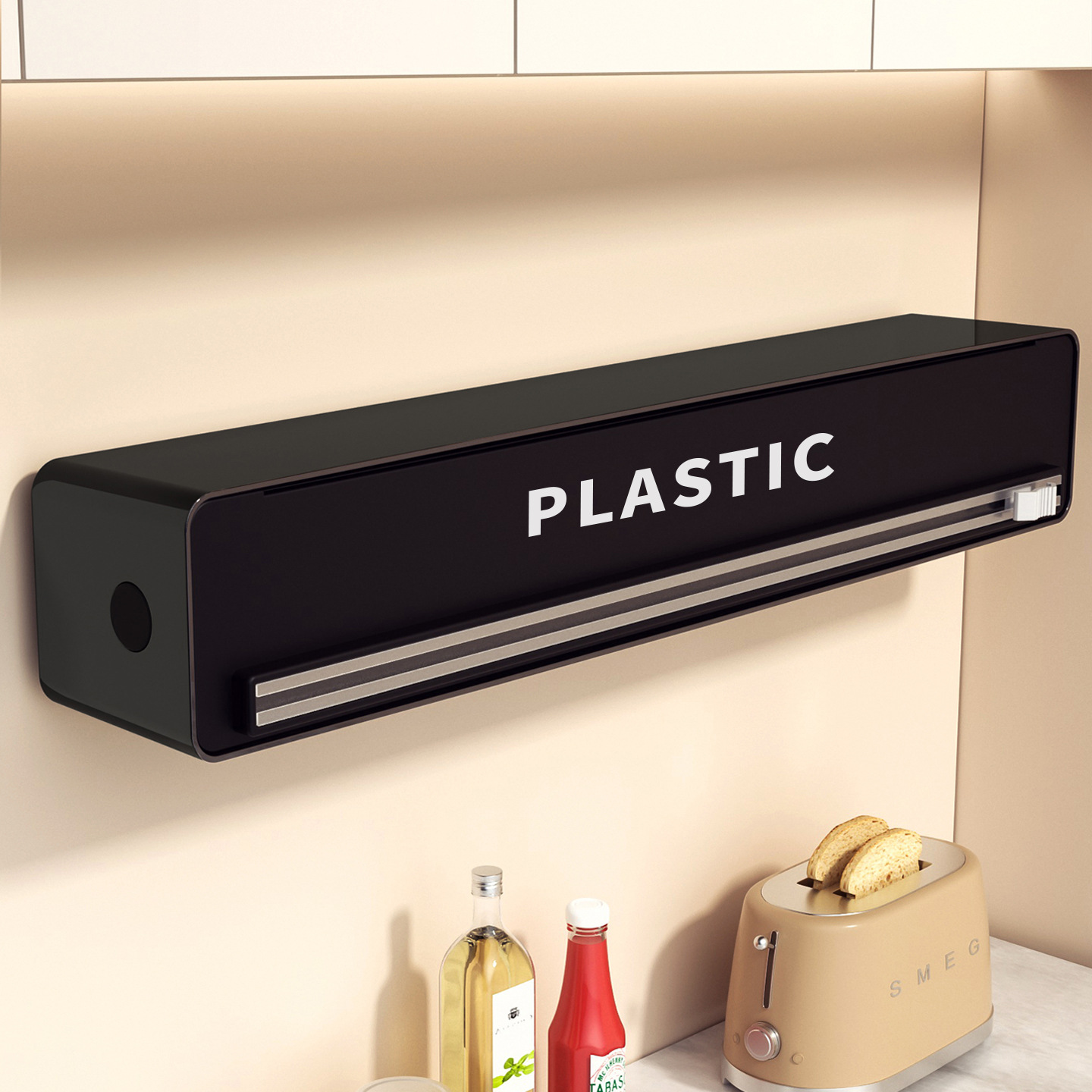 501 Plastic Wrap Cutter Household Kitchen Baking Paper Tin Foil Magnetic Wall-Mounted Sliding Knife Plastic Wrap Cutting Box