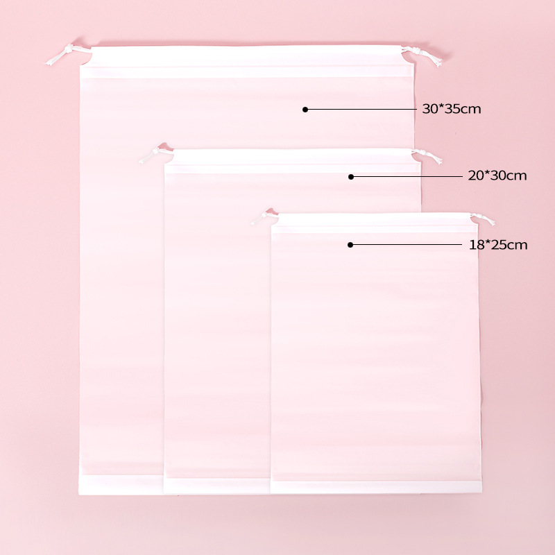 Blank Drawstring Pouch Pe Frosted Transparent Sock Plastic Packaging Bag Household Dustproof Shoe Storage Bag