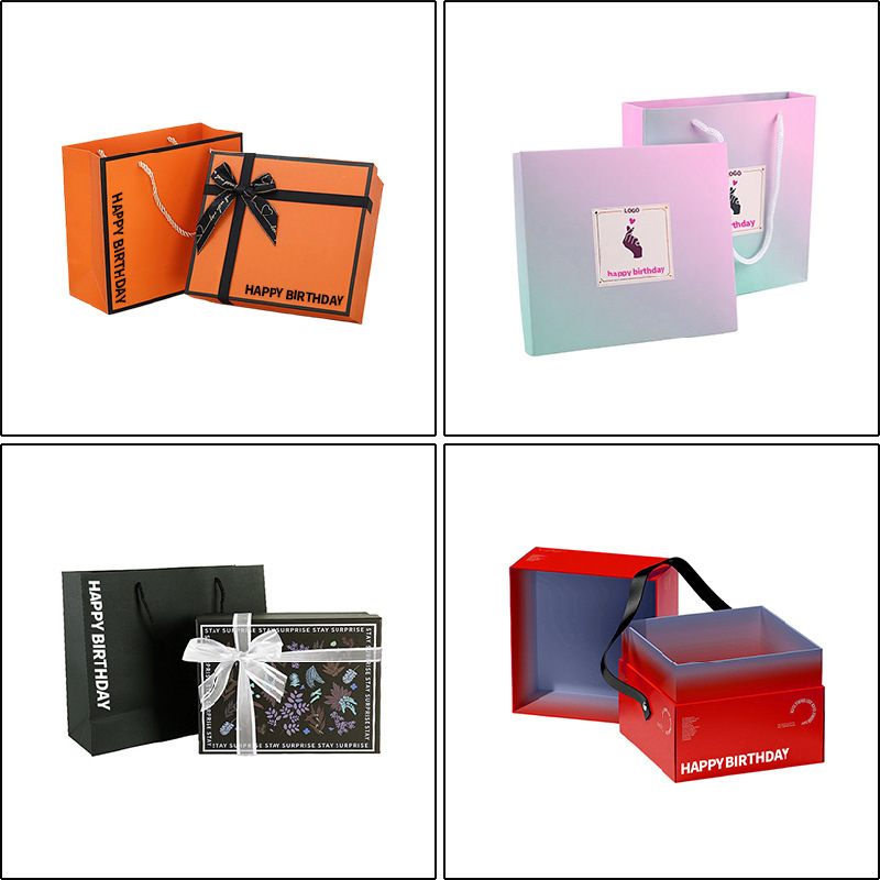 High-End Exquisite Birthday Packaging, Customized Hardcover Large Gift Bag, Color Box, Customized Souvenir Handbag Printing