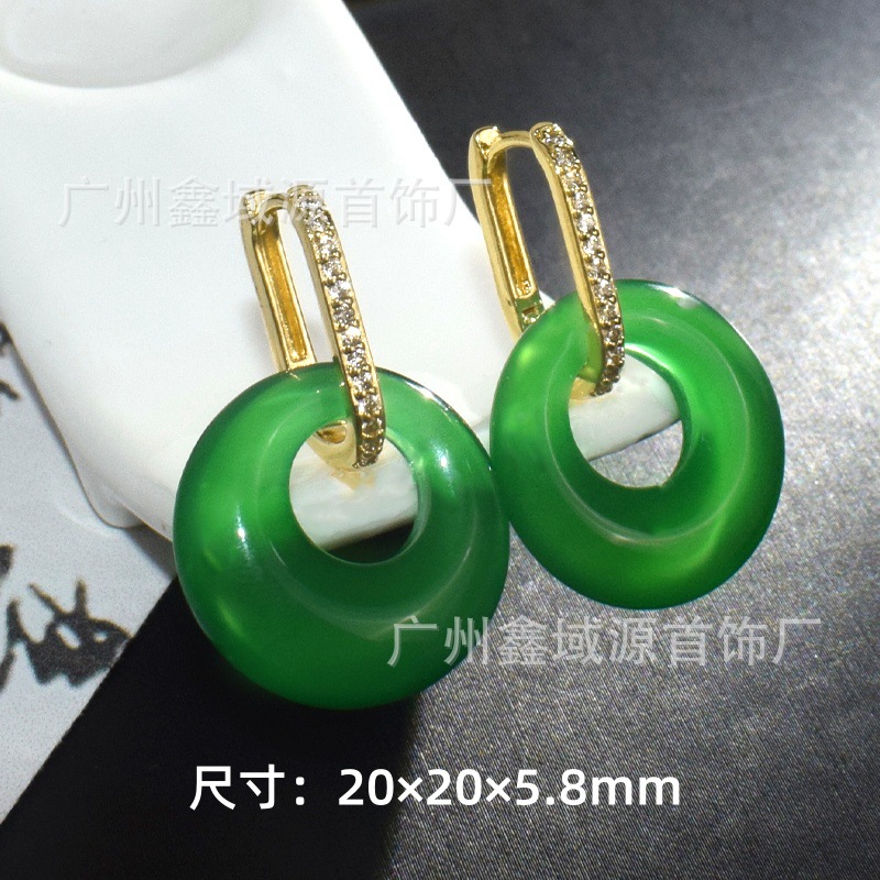 Легкие винтажные серьги из натурального зеленого халцедона, высококачественные, оптовая продажа