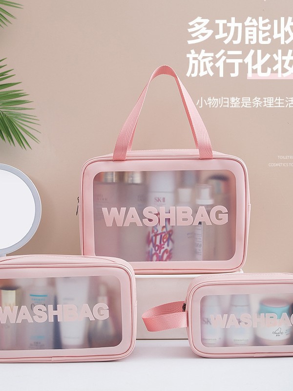 Pu Transparent Cosmetic Bag Large Capacity High Appearance Portable Waterproof Cosmetic Storage Bag Toiletry Bag Wholesale