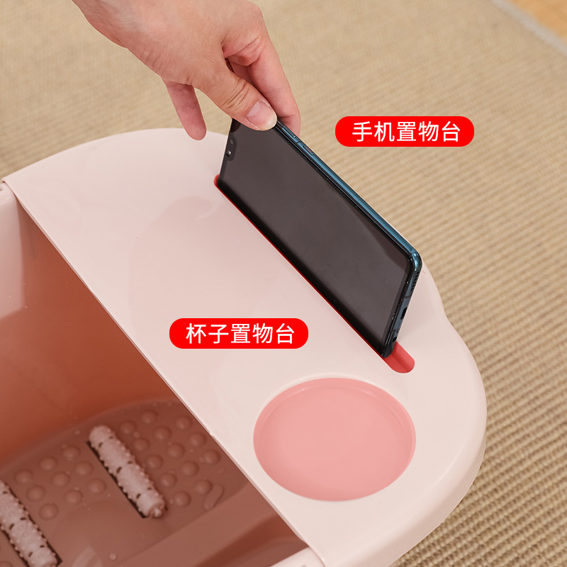 Foot Bucket High and Deep Bucket Over-the-knee Foot Washing Basin Household Dormitory Foot Bath Plastic Massage Heighten Thickened Over-the-leg Insulation