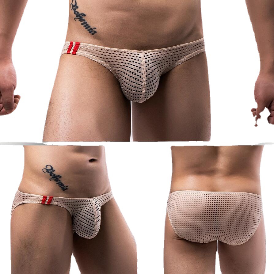 Summer Internet Celebrity Japanese, Korean, European and American Breathable Men's Mesh Mesh Sexy Gay Fashion Trendy Low-Waist Briefs E096