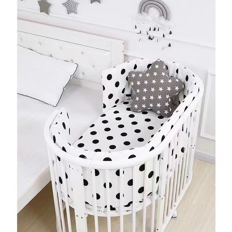 White Crib Oval Bed Children's Splicing Bed Can be Layable Learning Table Sofa Bed Children's Game Bed