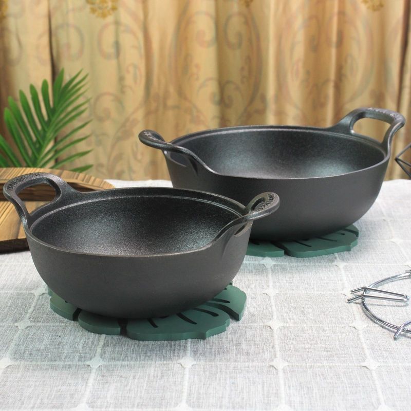 Cast Iron Yuanbao Pot Thickened Double-ear Stew Pot Soup Pot Household Small Wok Frying Pan Non-coated Non-stick Pan