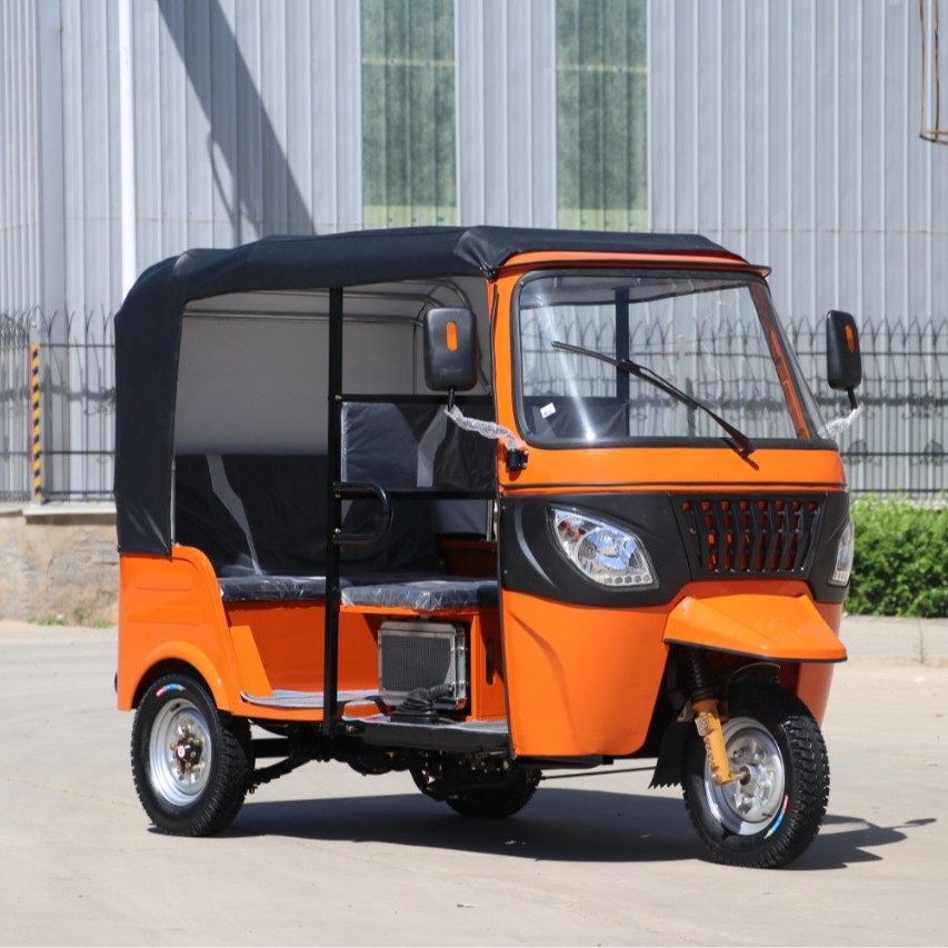 African Bajaj Fuel Orange Tuk-Tuk Electric Three-Wheeled Sightseeing Passenger Carrying Fuel Tricycle