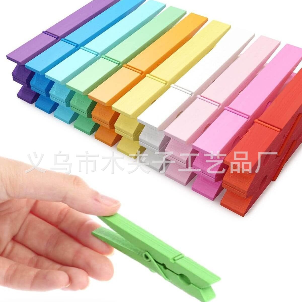 Cross-border supply 7.2cm color wooden clip small clip wooden photo clip ten color multi-color rainbow color wooden clothes clip